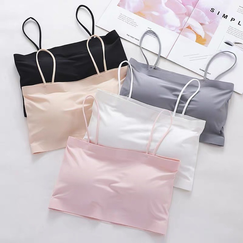 Ice Silk Bralette Tube Bra / Crop Top Bra Ice Silk Seamless Halus / Bra Kemben bh