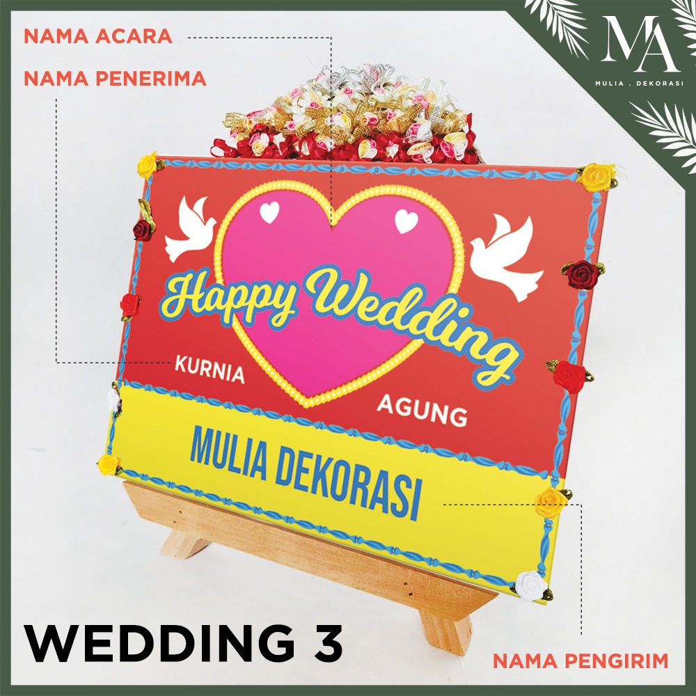 Karangan Papan Ucapan Bunga Mini Gift DIY Custom Graduation Congratulation Engagement Wedding Satu Hari Jadi