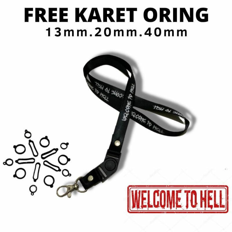 

lanyard WELCOME TO HELL gantungan kunci DISTRO / tali lanyard gantungan leher id card name tag kartu nama