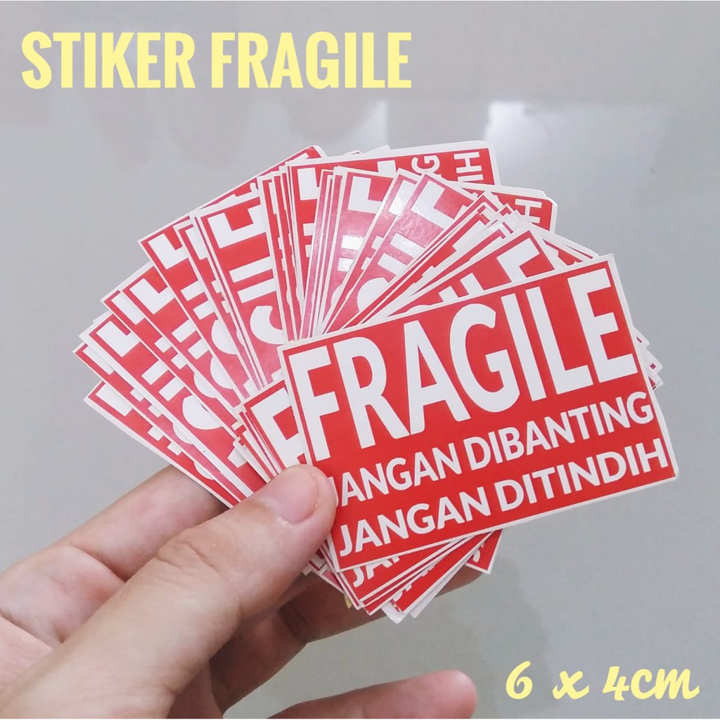 

(Min pembelian 10pcs) Stiker Fragile ukuran 6x4cm