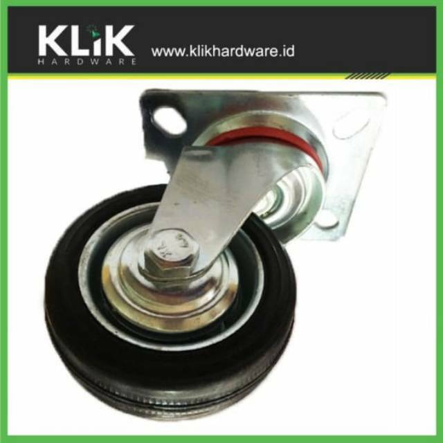 Roda Karet 3 Inch Hidup Putar Roda Rem Trolley Troli Etalase Swivel 75 mm