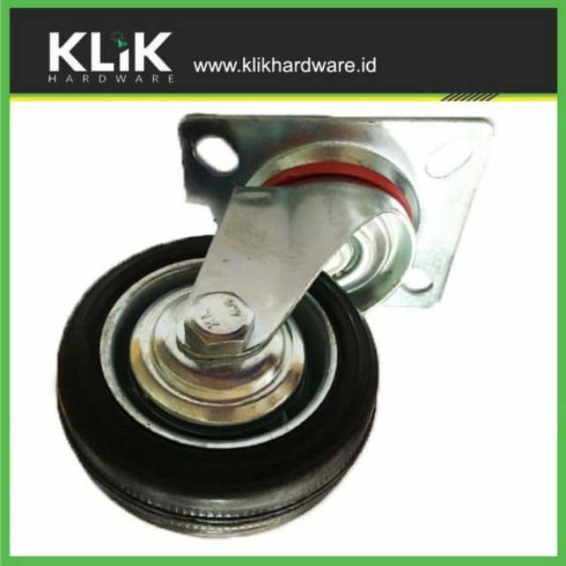 Roda Karet 3 Inch Hidup Putar Roda Trolley Troli Etalase Swivel 75 mm