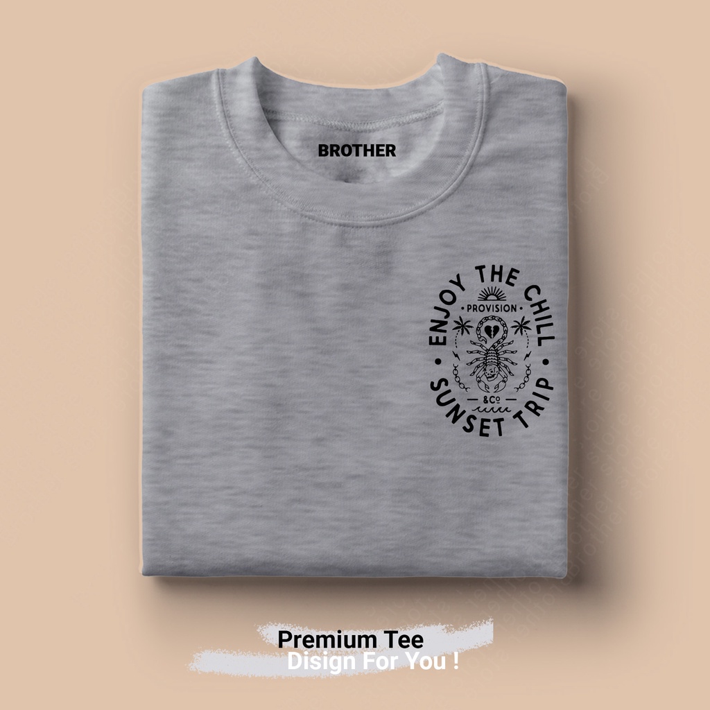 BROTHERSTORE Kaos Distro Articlel Sunset trip KAOS TEXT YELLOW print  pria NAVY Premium