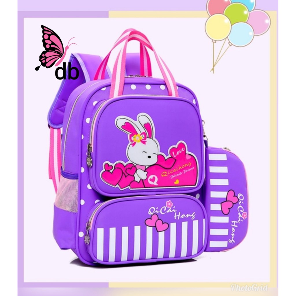 Kelinci Pleyboy set Backpack Tas Fashion Ransel Gendong Lucu Sekolah Anak Cewek Murah Lokal Bandung
