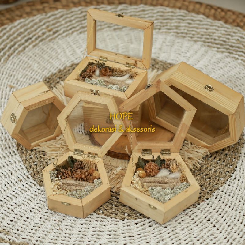  BOX  PERHIASAN RUSTIC KOTAK CINCIN TUNANGAN  TANPA HIASAN 