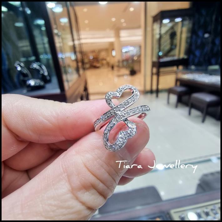 Love Vvs Diamond Ring / Cincin Berlian Emas Putih Asli Hati Unik