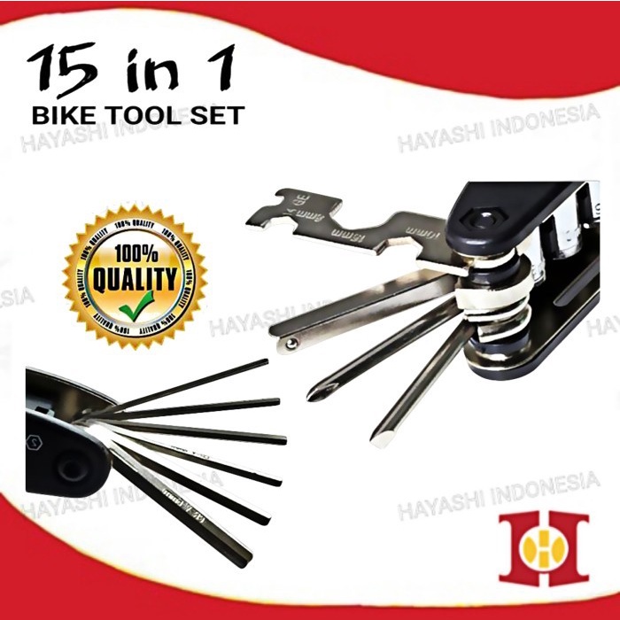 Bike Tookit Kunci Sepeda Set Tool Kit 15 in 1 Multifungsi Best Quality Alat Perlengkapan Sepeda