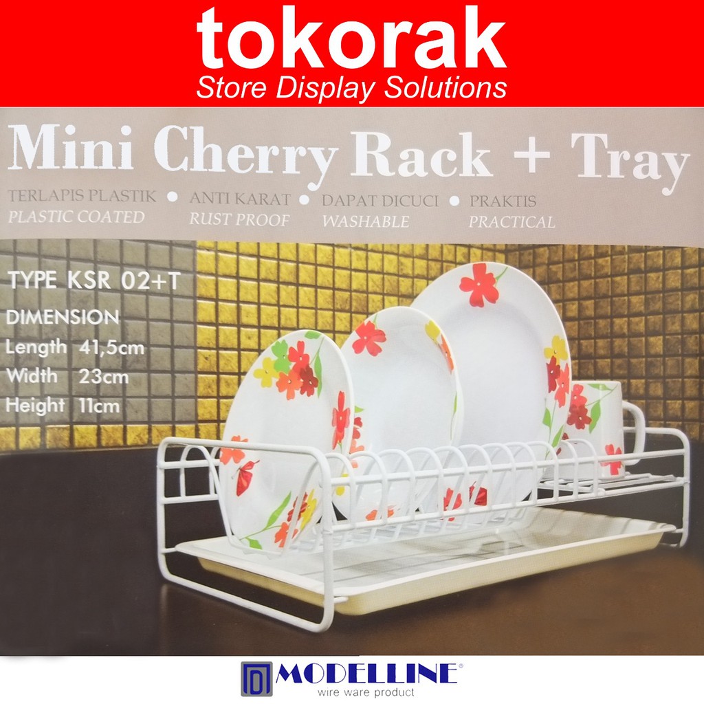 RAK PIRING GELAS MINI CHERRY + TRAY RACK MODELLINE KERANJANG DAPUR MODELLIN