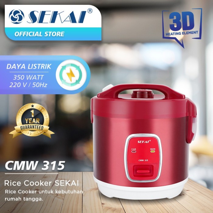 SEKAI Rice Cooker 3in1 CMW 315 Penanak Nasi CMW315 Stainless 1 Lt