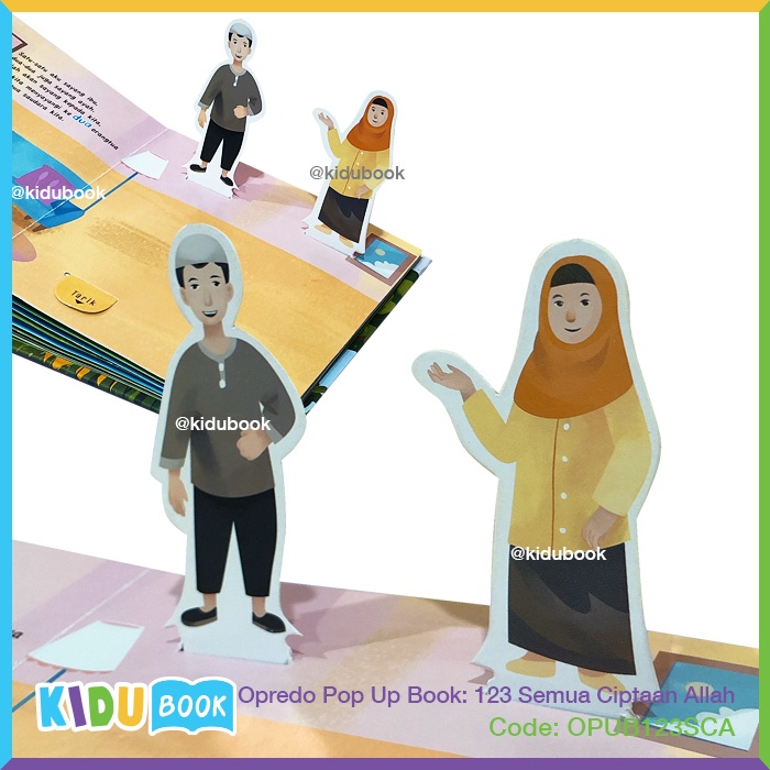 Buku Bayi dan Anak Belajar Menghitung Mengenal Ciptaan Allah dan Belajar Angka Arab Opredo Pop Up Book: 123 Semua Ciptaan Allah Kidu Baby