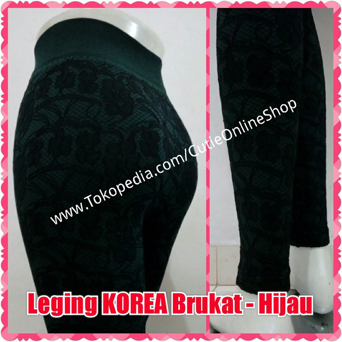 PROMO Celana Leging KOREA Brukat - Hijau Legging  33556