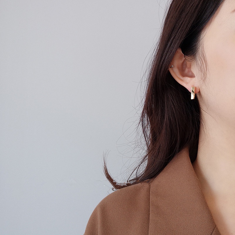 We Flower Ins Trendy Gold Square Hoop Earrings for Women Girls Chic Ear Jewelry