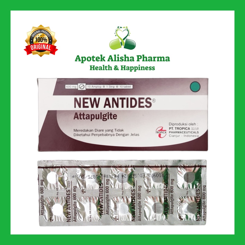 New Antides Tablet Strip / Box - Attapulgite Tablet Obat Diare / Mencret / Muntaber / Keracunan Makanan