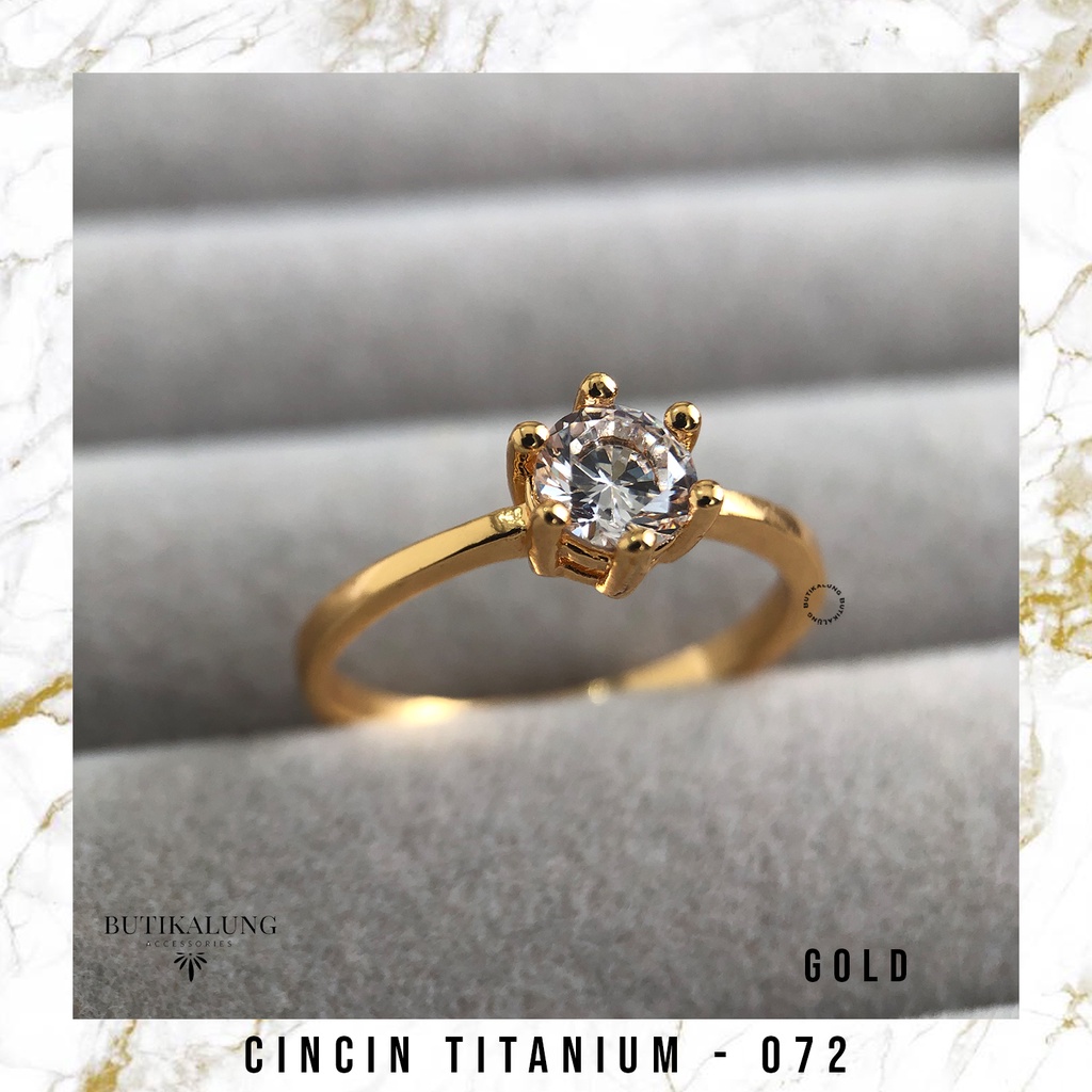 VENUS - Cincin Tunangan Cincin Emas Ring Titanium Lapis Emas Stainless Steel Anti Karat 072