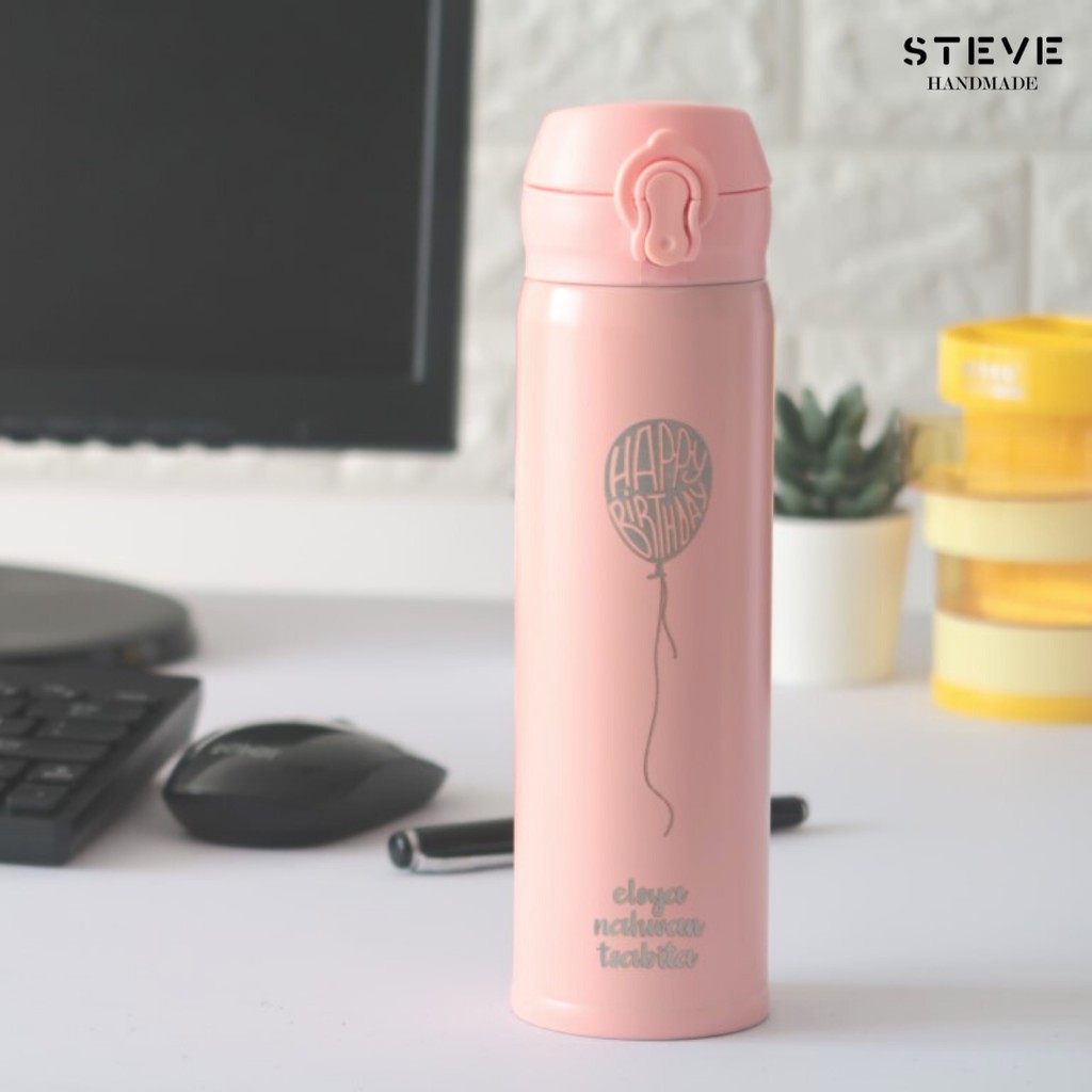 Botol minum stainless termos vacuum tumbler travel mug TM0309 Pink