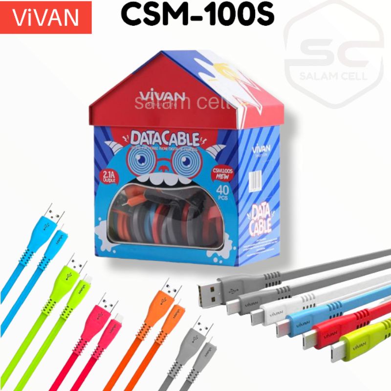 Kabel Data VIVAN CSM100S Ecer Kabel Data For Android Kabel 1 Toples isi 40pcs charger vivan for android kabel casan