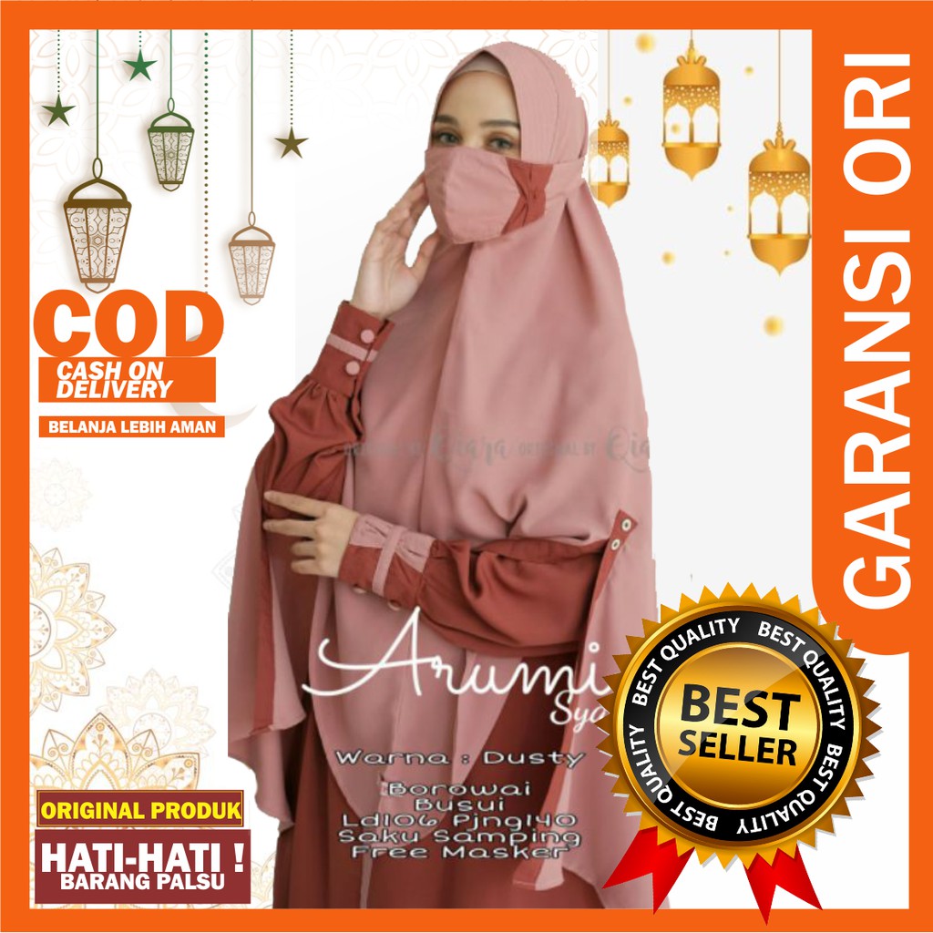 Gamis wanita terbaru 2021 lebaran untuk dewasa dan kekinian free masker