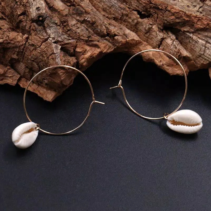 Anting Fashion Wanita Import Anting Korea Style Model Hoops Mix Kerang Terkini 428