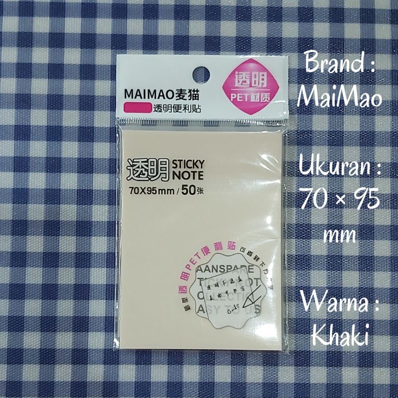 (READY STOCK) Sticky Note Transparan-MM-70×95-Khaki