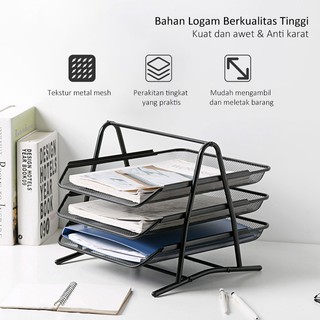 Freemir Rak  Kertas Dokumen Jaring  Besi  3 Susun Shopee 