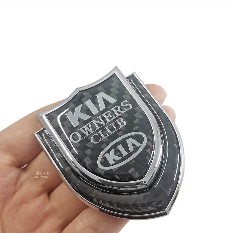 1pc Stiker Emblem Logo KIA Owners Club Bahan Metal Carbon Fiber Untuk Dekorasi Mobil