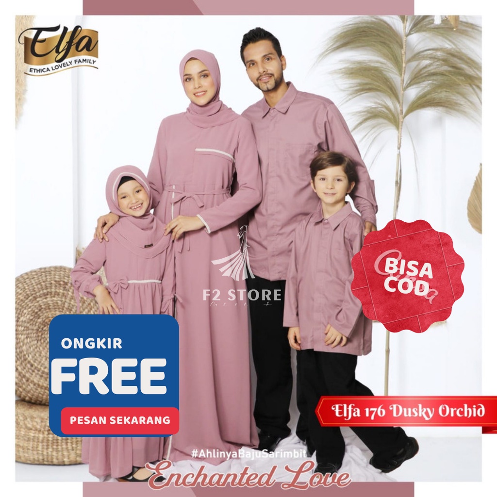 Busana Muslim Sarimbit Couple Ethica Original - Elfa 176 Dusky Orchid