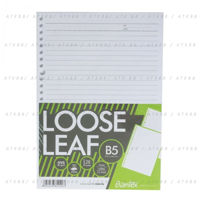 

Langsung Order Bantex Loose Leaf Paper B5 80 gsm 50 Sheets - 26 Holes #8600 Berkualitas