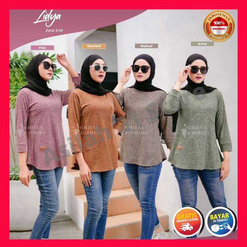 Blouse Lidya / Kaos lengan seperempat / Blouse Ghina Fashion / Baju Lengan Pendek