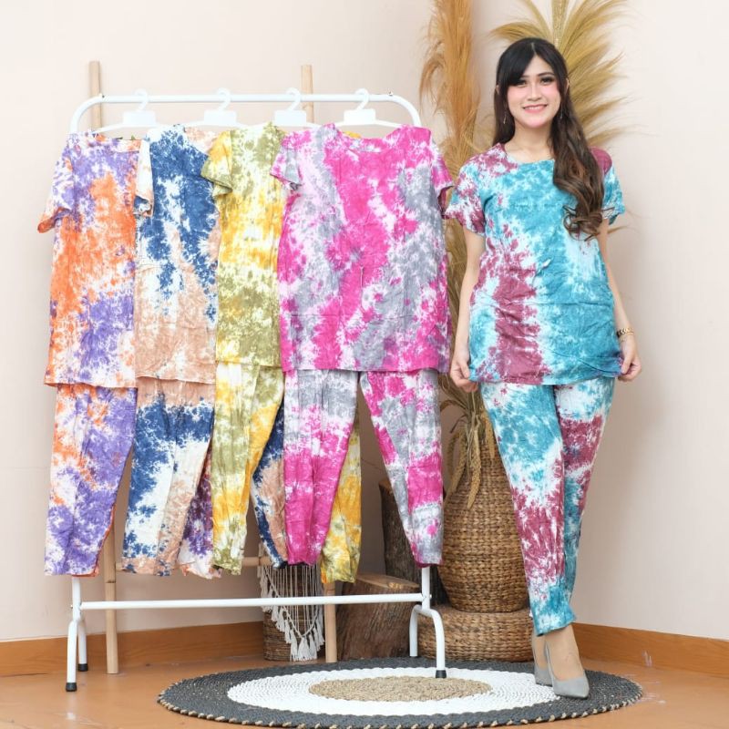 Mav_boutique One Set Pajamas Tie Dye Viral Termurah Piyama Jumbo