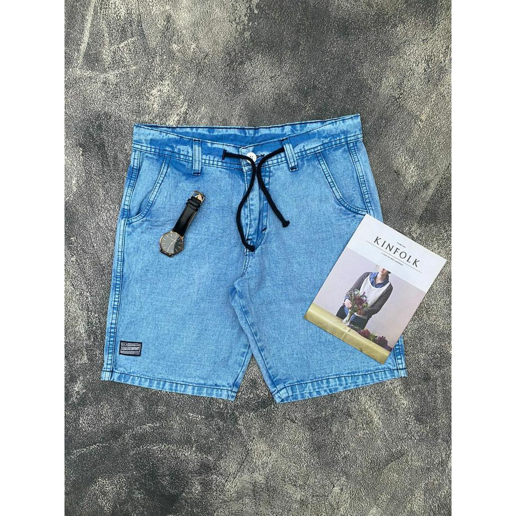 Celana Pria Pendek Jeans Premium Celana Pendek Pinggang Tali Model Boardshort Diatas Lutut