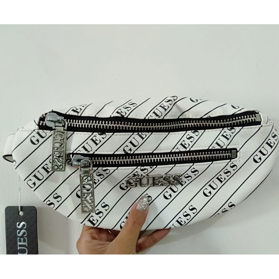 TAS GUESSS GS U.S.A WAIST BAG TAS PINGGANG WB BERMOTIF DOUBLE ZIPPER FASHION IMPORT #3195