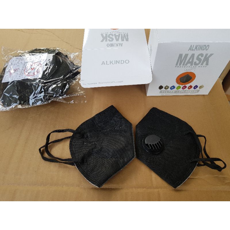 MASKER ALKINDO KN95 RESPIRATOR 5PLY HITAM ISI 10PCS