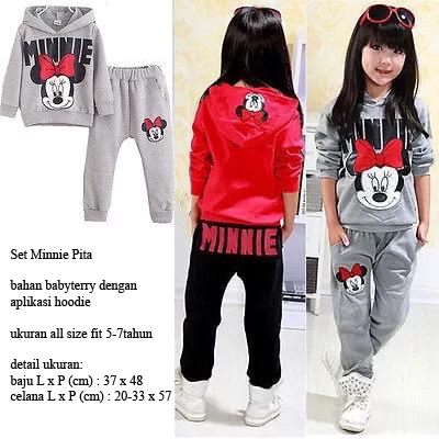 [Set minnie pita VL] setelan anak perempuan sweater hoodie+celana