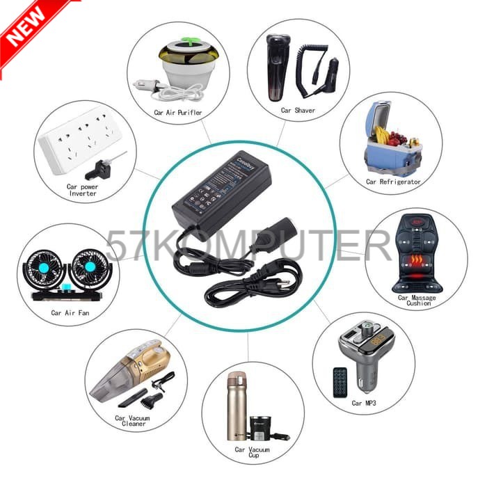 Adaptor Vacuum Vakum Vacum Mobil AC To 12V DC 5A Socket Lighter