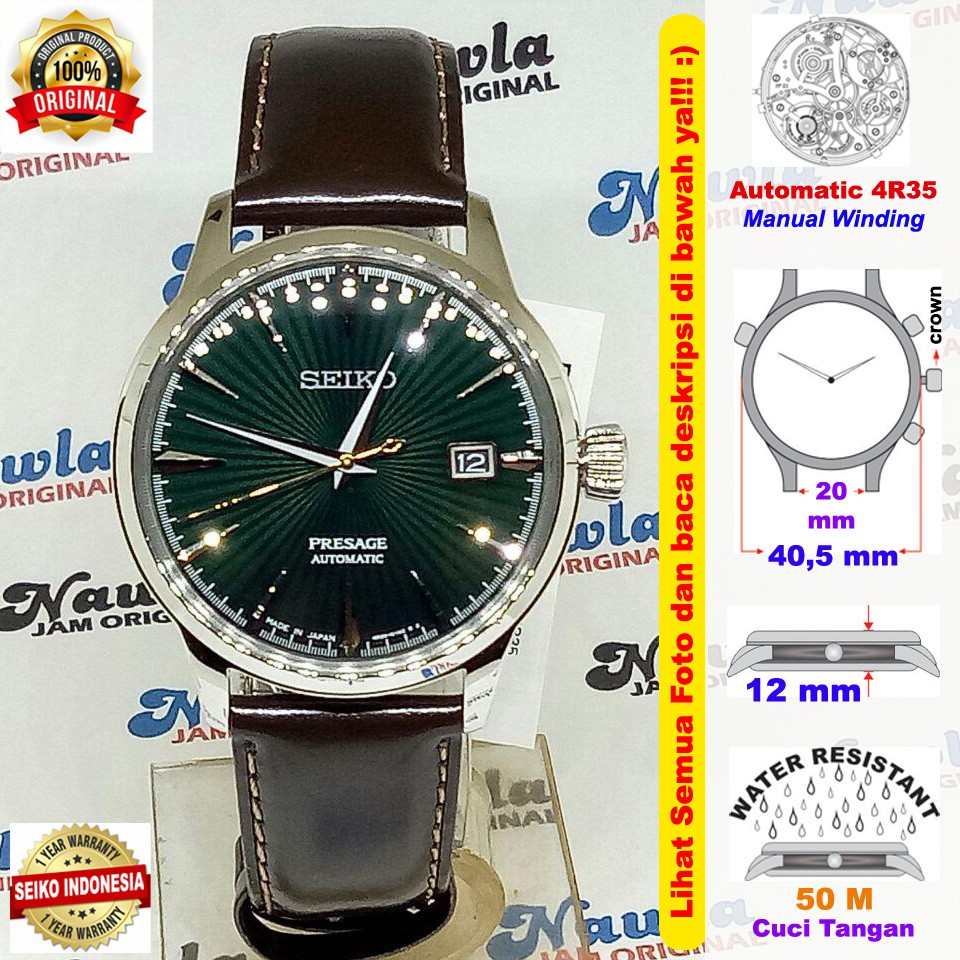 Seiko Presage SRPD37J1 Cocktail Mockingbird - Jam Tangan Pria SRPD37