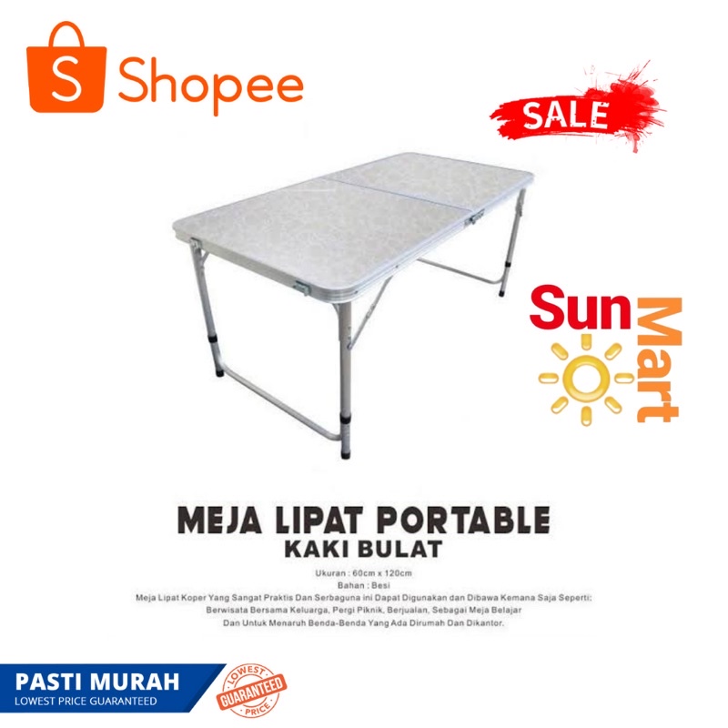 Meja Koper Lipat Portable Besi aluminium Tebal anti karat