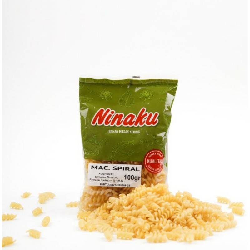 NINAKU Makaroni Spiral Premium 100 Gram Pasta Macaroni Spiral Mac