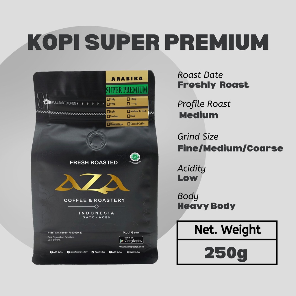 

AZA Coffee-Kopi Premium Arabika Gayo Aceh 250g Kualitas Ekspor