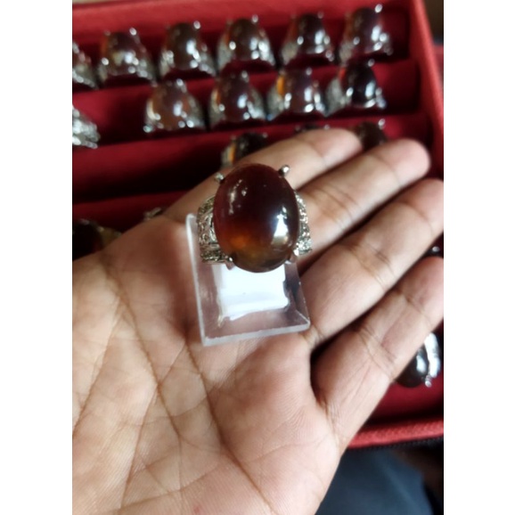 cincin batu akik getah katilayu amber merah ( n)
