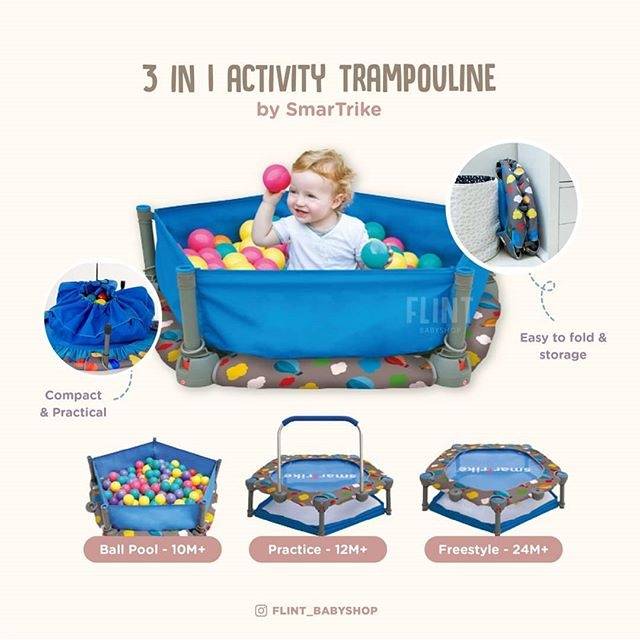 3 in 1 activity trampouline mainan anak mandi bola kolam balita baby smarttrike smarttrike