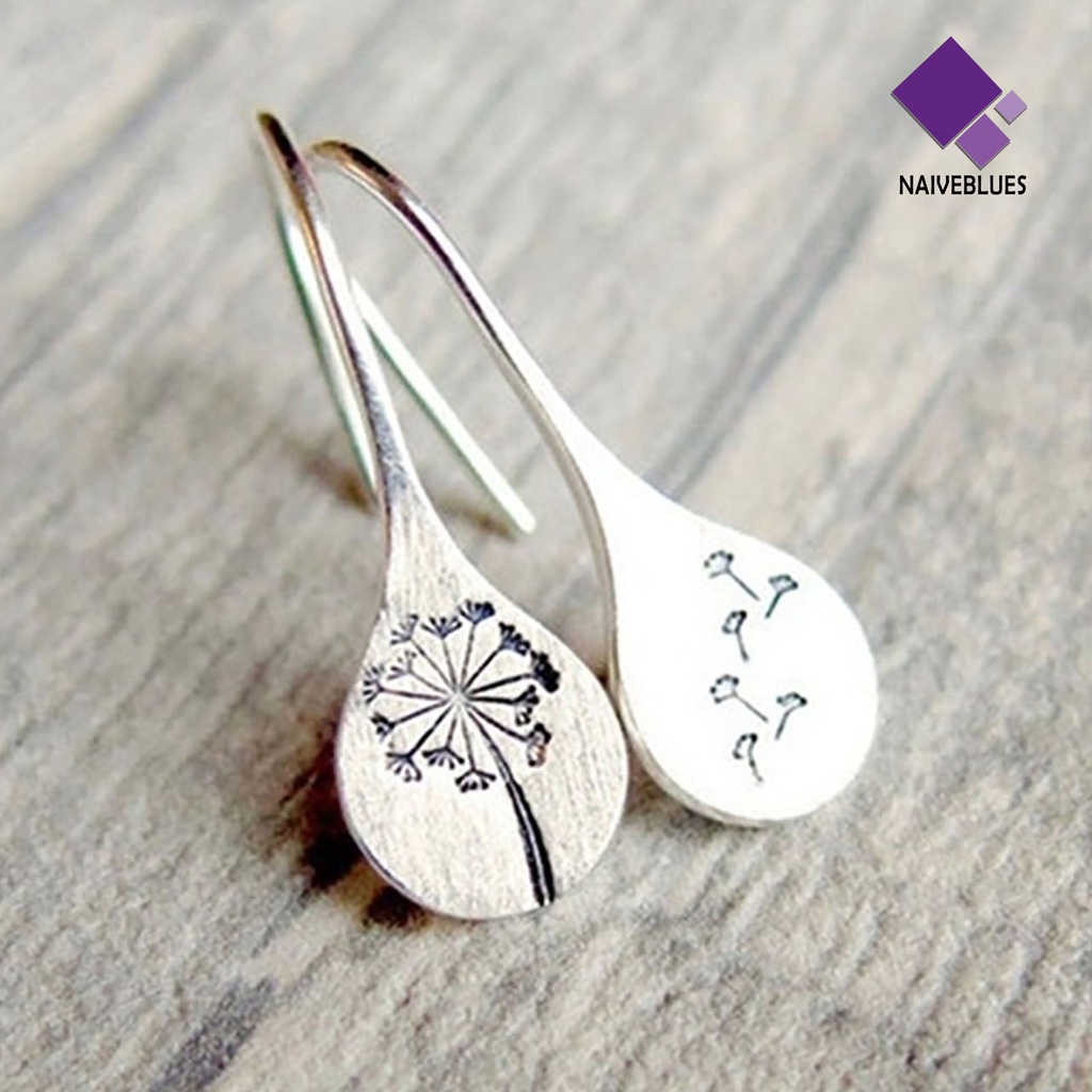 Anting Menjuntai Liontin Dandelion Bahan Stainless Steel Untuk Perhiasan