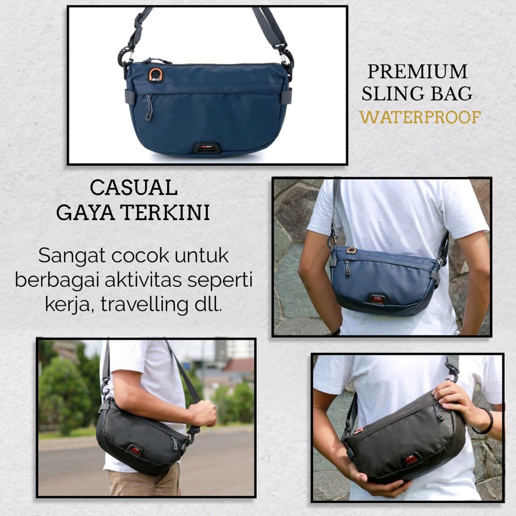 Tas Selempang Pria Anti Air Waterproof Sling Bag Travel Kecil Premium Tas Bahu Cowok