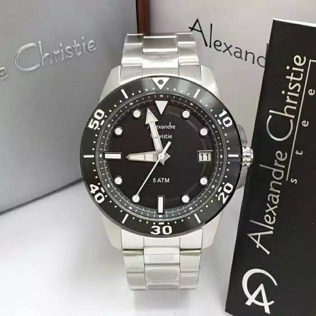 ALEXANDRE CHRISTIE AC 6517 PRIA SILVER BLACK RING BLACK SPORTY ORIGINAL