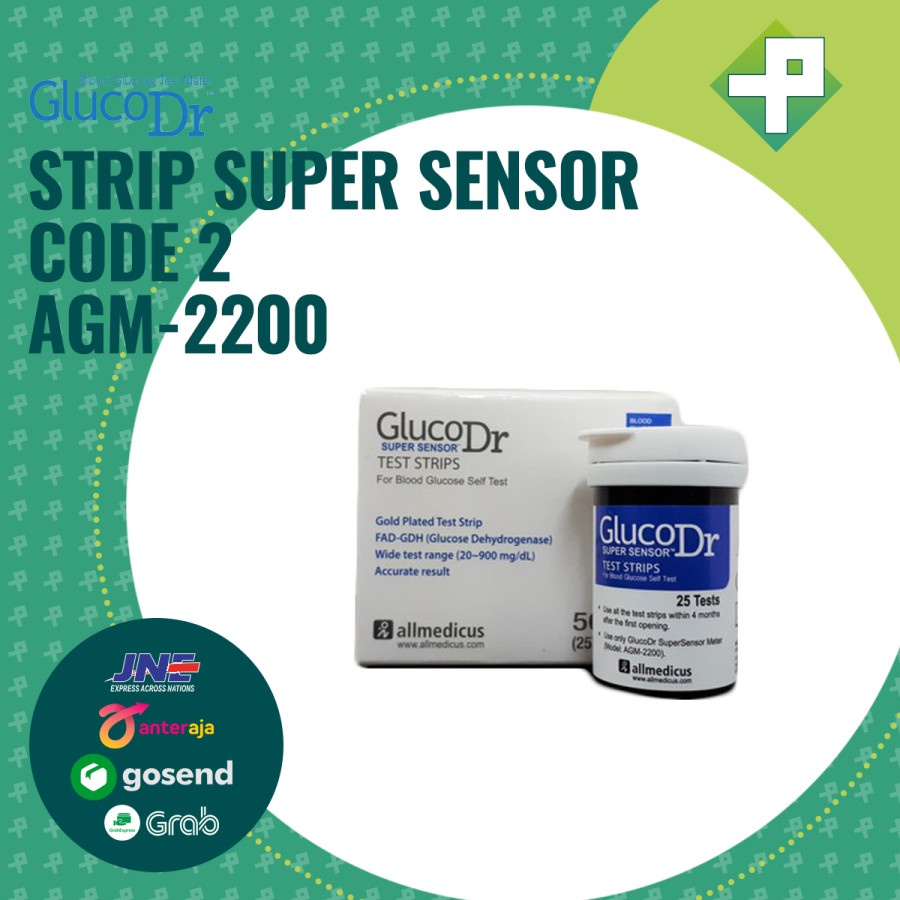 Strip GlucoDr Super Sensor AGM-2200 Code 2 isi 50 Strip