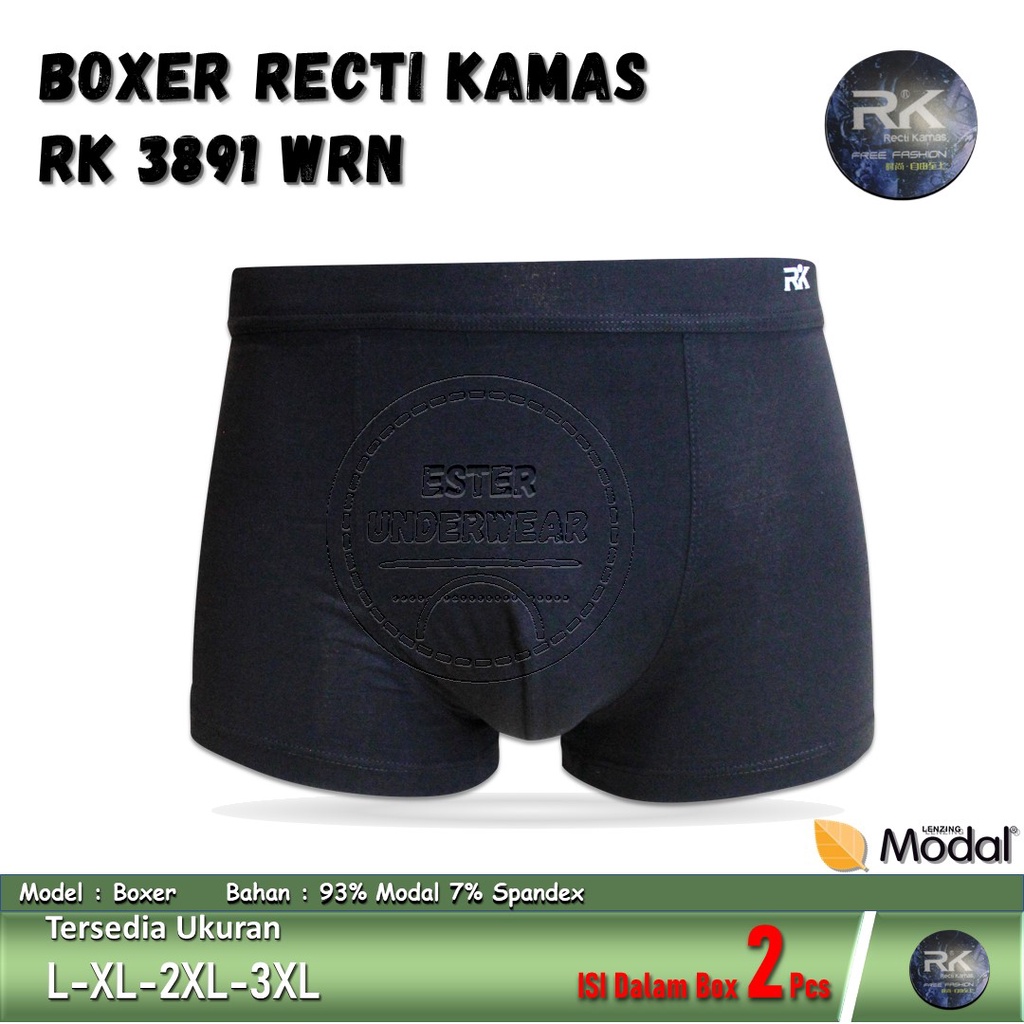 Celana Boxer Pria RECTI KAMAS RK 3891 WRN ISI 2Pcs