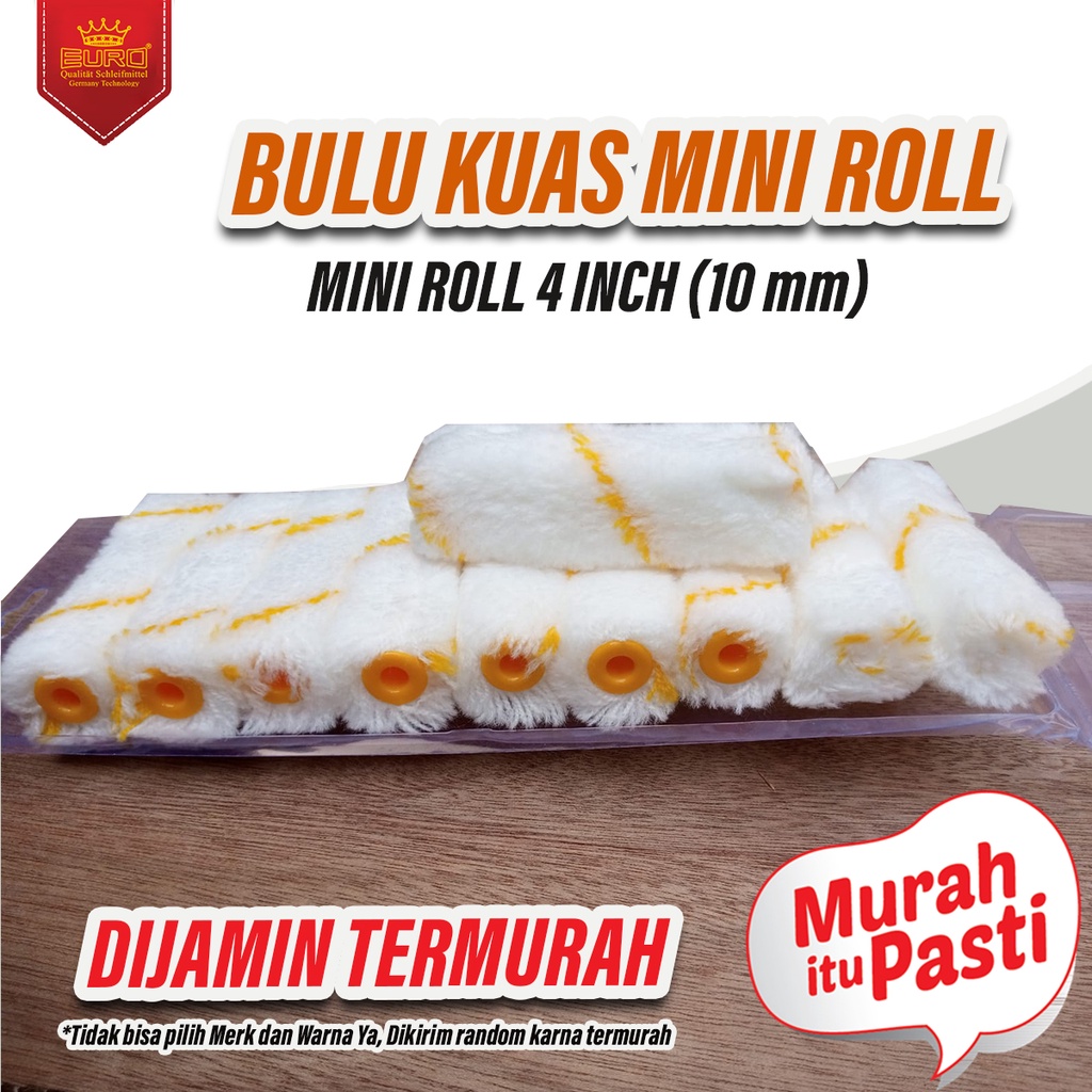 Refill Kuas mini Roll 4 inch 10 mm minyak Murah merk random termurah Mini Kapal corak orange | 1 pack