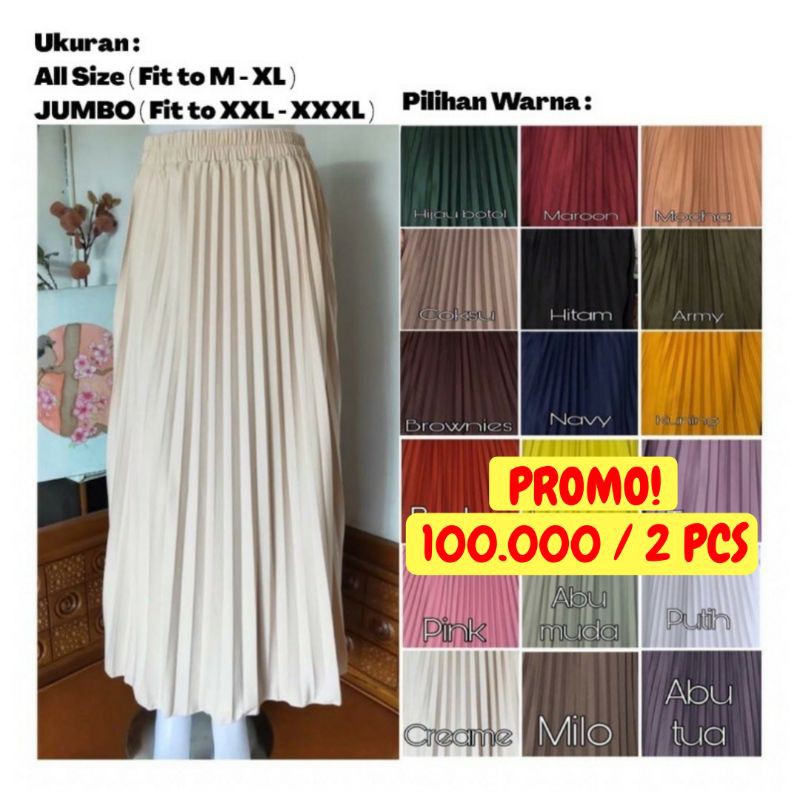 Rok Plisket Jersey maxi skrit Prisket Pleates All Size BIG SIZE