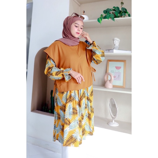 EDISI MOTIF MUSTARD (Gamis Bigsize, Tunik, Blouse) Busui Couple Kembar