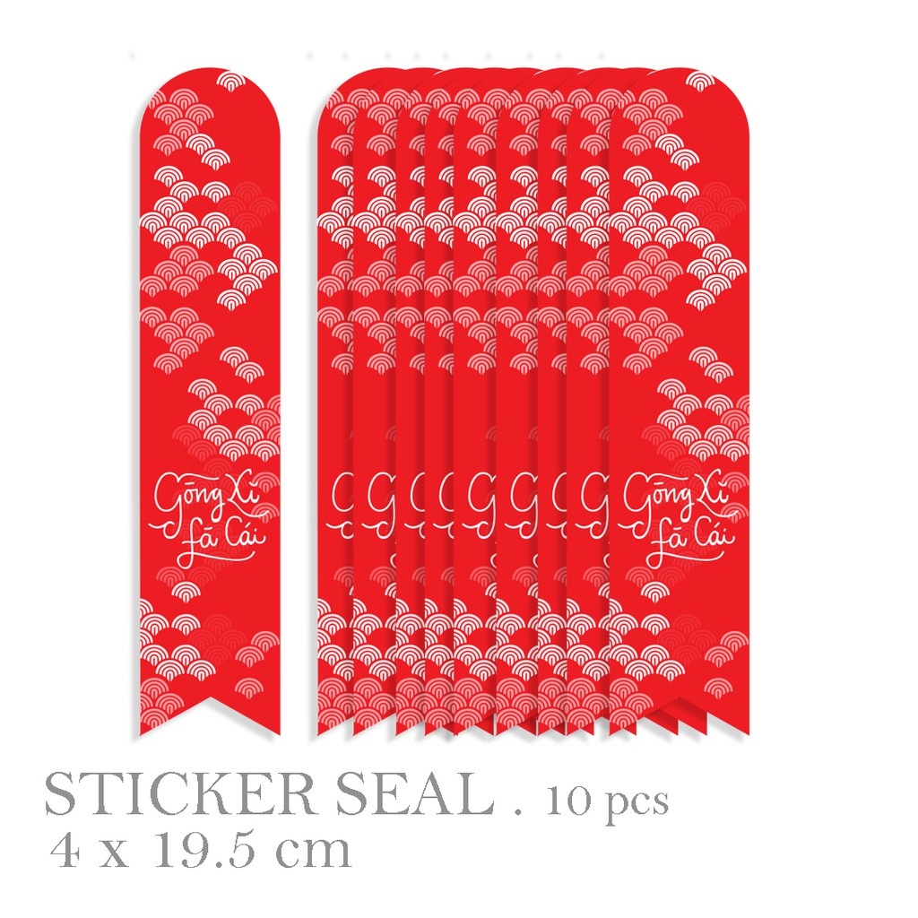

(20pcs) Stiker Hampers Gong Xi Fa Cai Seal Hiasan Dekorasi Kado Packing Box Gift Merah Perekat Packaging 4x19,5