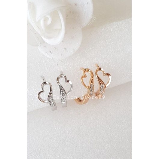 Ready Anting Simple Love silver Rosegold Xuping Bestquality import lapis emas 18k